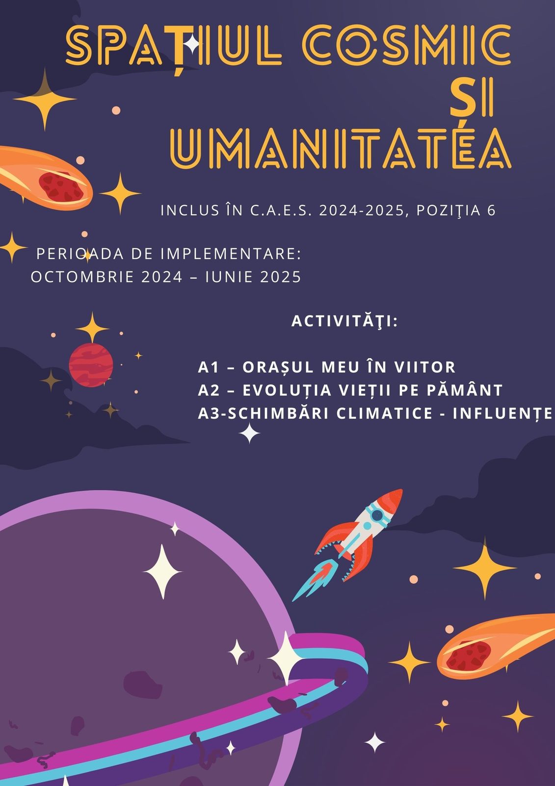 Afișul proiectului „Spațiul cosmic și umanitatea”