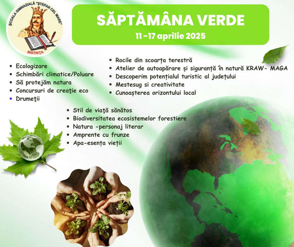 Afiș „Săptămâna Verde” la Școala Gimnazială „Ștefan cel Mare” Bistrița
