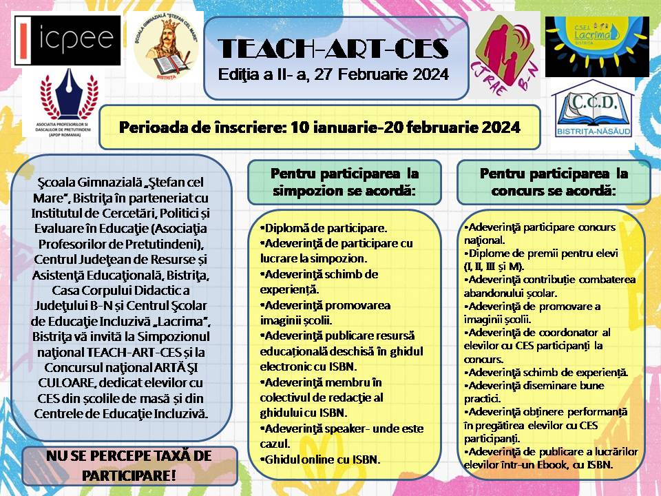 Afișul expoziției-concurs „Artă și culoare” – „Iarna, anotimpul copilăriei”, ediția 2024